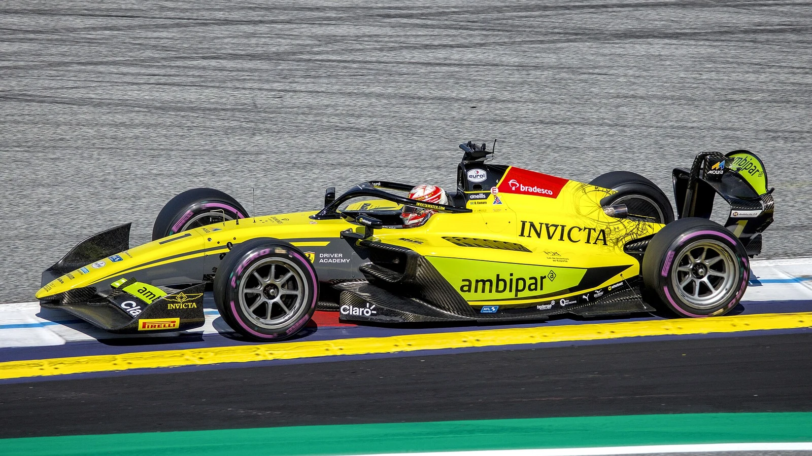 Rafael Câmara driving a Formula 2 car at the Red Bull Ring on 26 June 2026