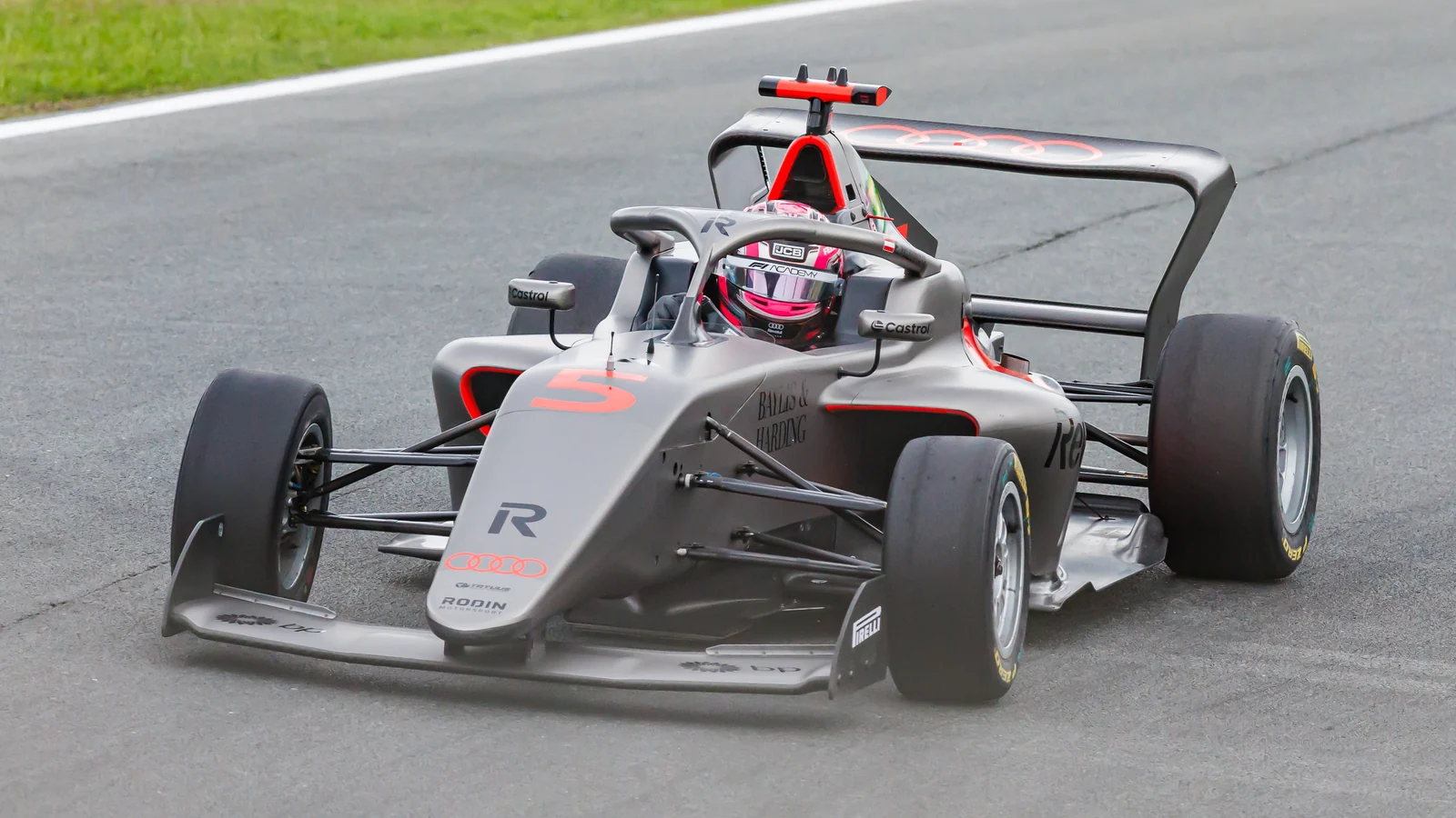 Emma Felbermayr’s Rodin Motorsport car cornering at Zandvoort in 2026