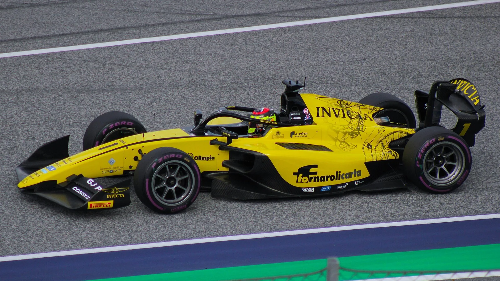Leonardo Fornaroli driving a Formula 2 car at the Red Bull Ring on 27 June 2025
