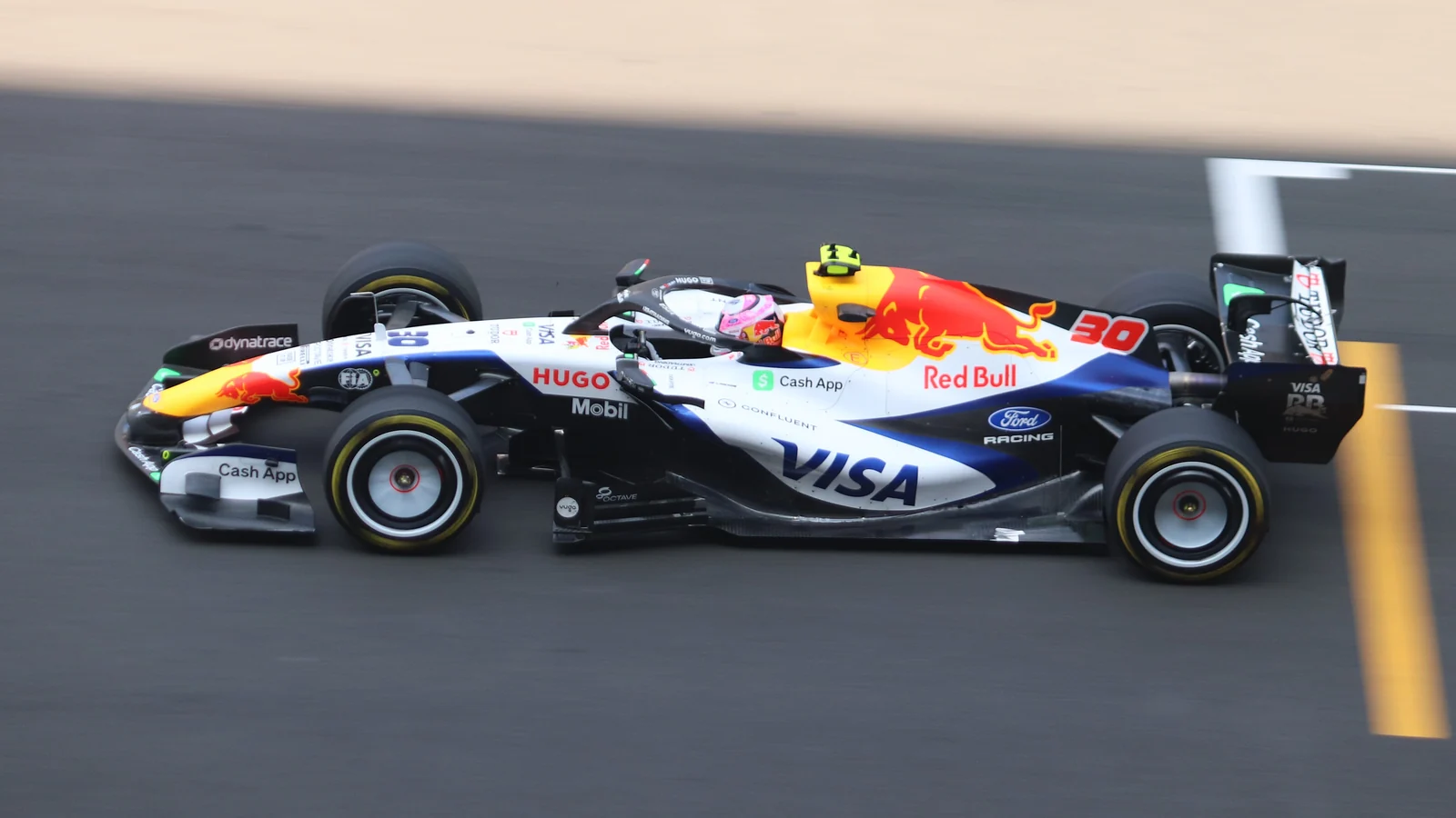 Liam Lawson in his Racing Bulls car during Shanghai FP1 in March 2026