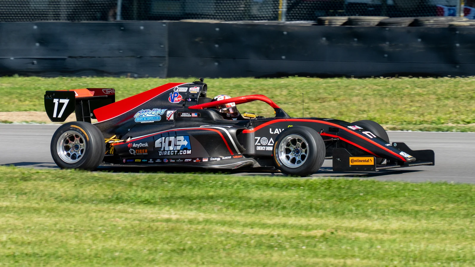 Nikita Johnson in the number 17 USF Pro 2000 car at Mid-Ohio in July 2024