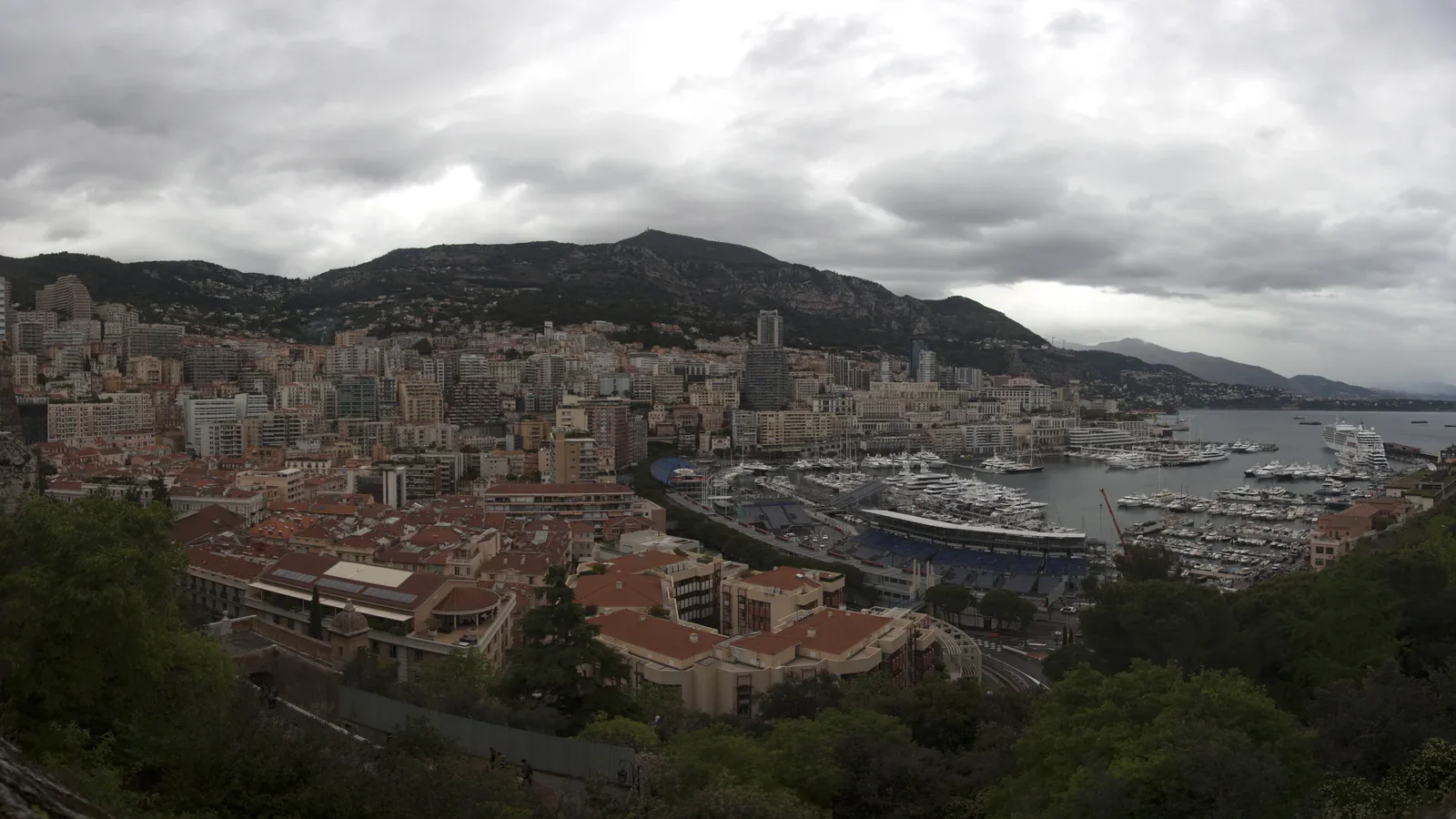 Port Hercule and Monaco circuit grandstands, archive photograph from 2019